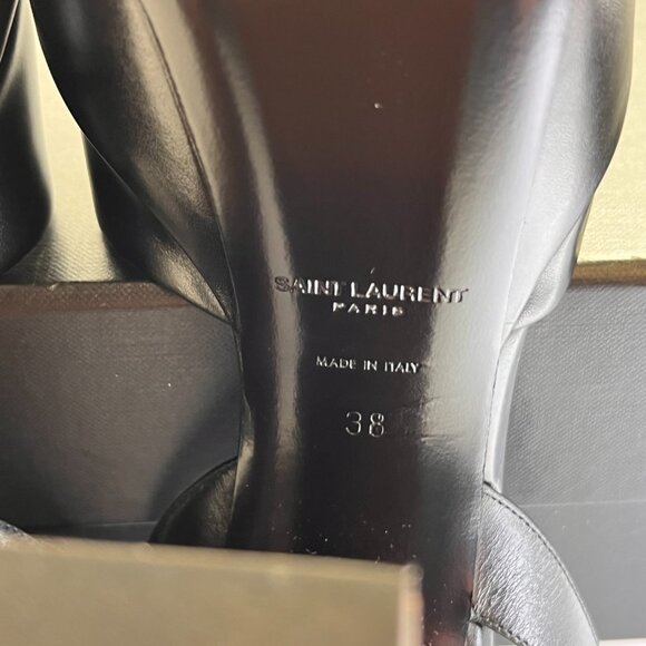 Saint Laurent Jodie Size 8B Calf Leather Ankle-Strap Platform Sandals Nero Color - Picture 15 of 16